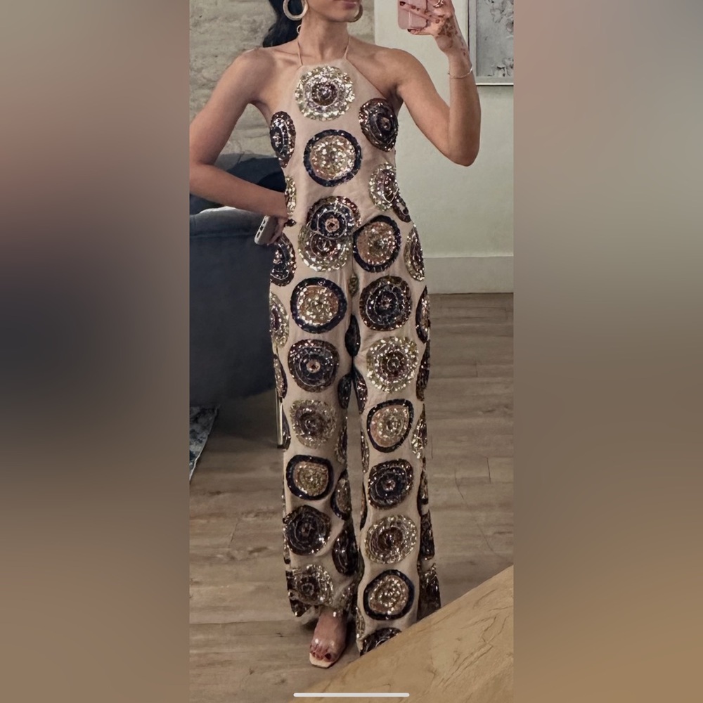Sequin Embellished Cream Matching Set
